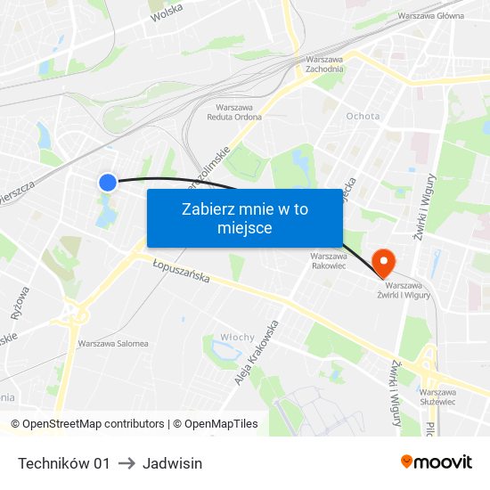 Techników to Jadwisin map