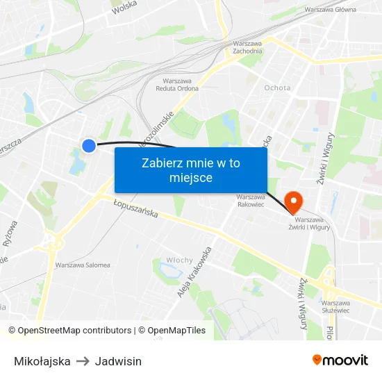 Mikołajska to Jadwisin map