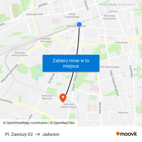 Pl. Zawiszy 02 to Jadwisin map