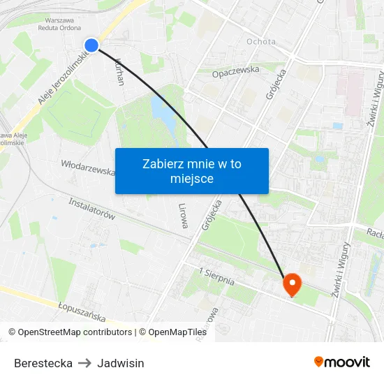 Berestecka to Jadwisin map
