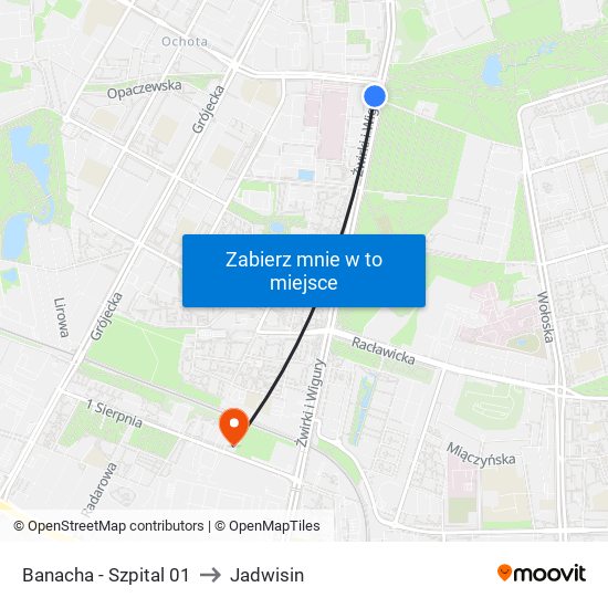 Banacha - Szpital 01 to Jadwisin map