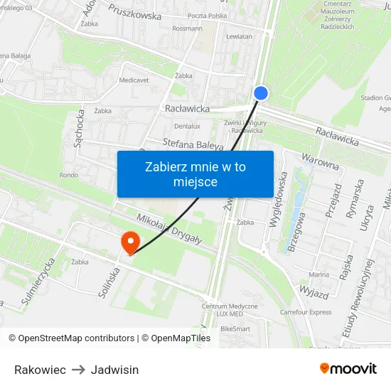 Rakowiec to Jadwisin map