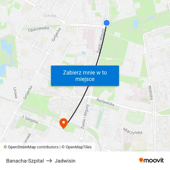 Banacha - Szpital to Jadwisin map