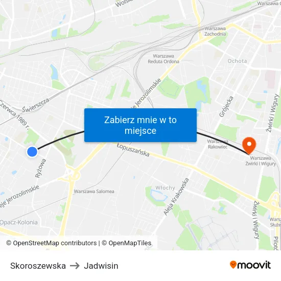Skoroszewska to Jadwisin map