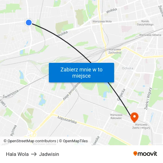 Hala Wola to Jadwisin map