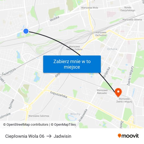 Ciepłownia Wola to Jadwisin map