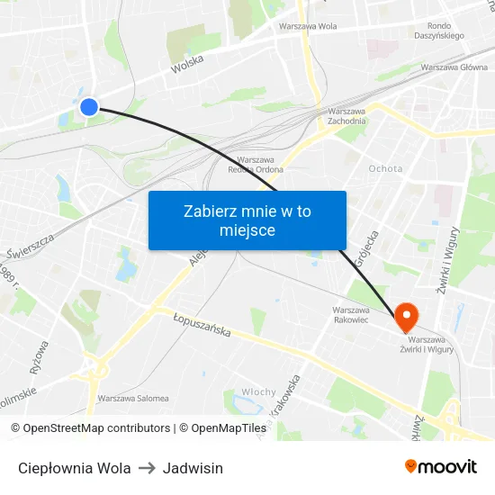Ciepłownia Wola to Jadwisin map