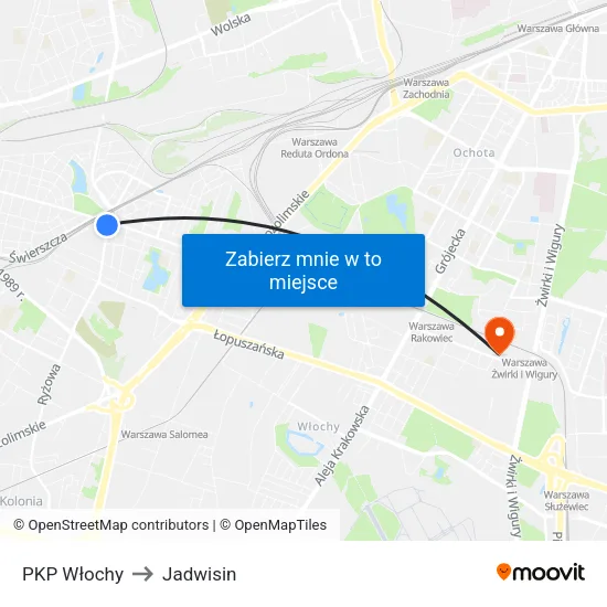 PKP Włochy to Jadwisin map
