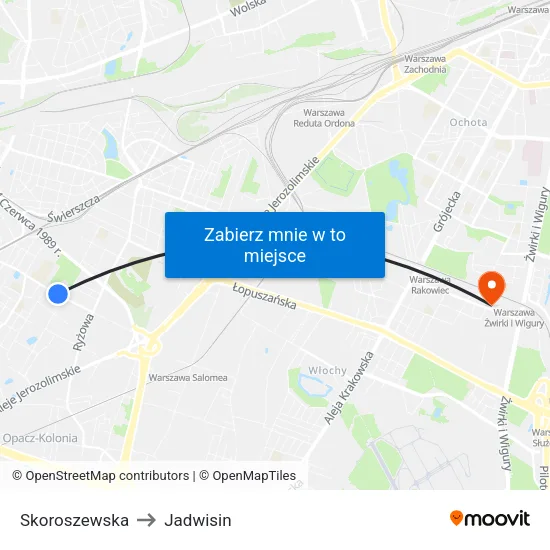 Skoroszewska to Jadwisin map