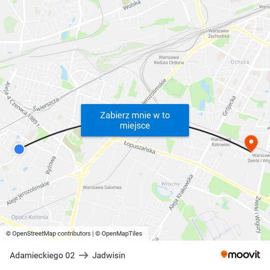 Adamieckiego 02 to Jadwisin map