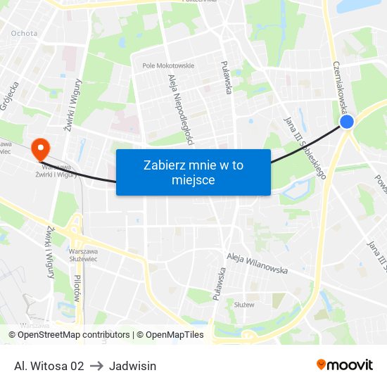 Al. Witosa 02 to Jadwisin map