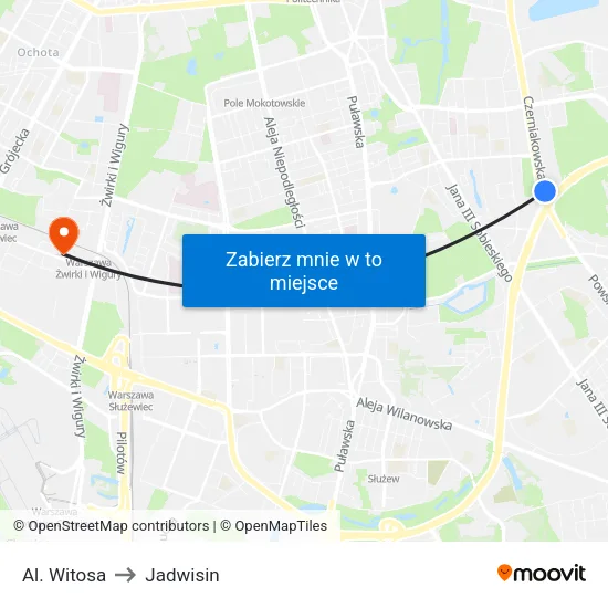 Al. Witosa to Jadwisin map