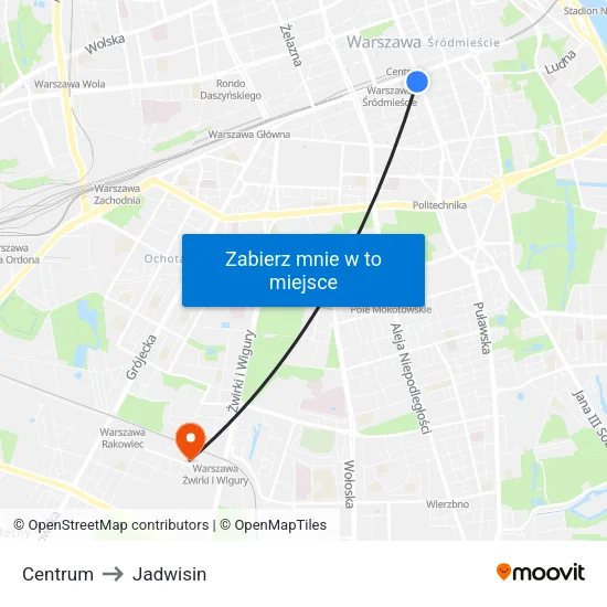 Centrum to Jadwisin map