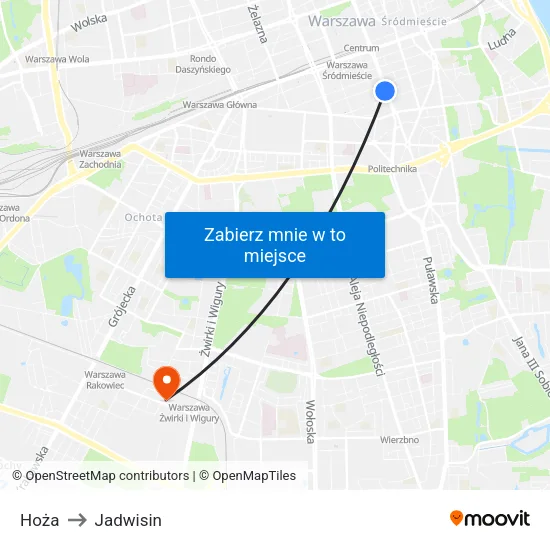 Hoża to Jadwisin map