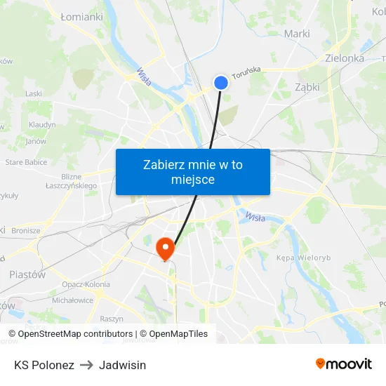 KS Polonez to Jadwisin map