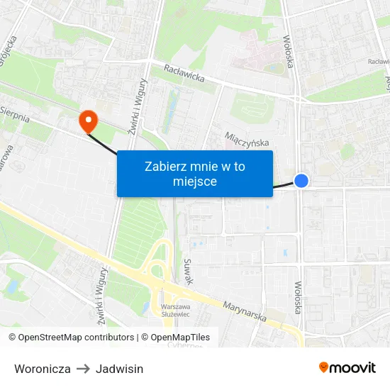 Woronicza to Jadwisin map