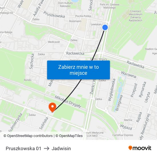 Pruszkowska 01 to Jadwisin map