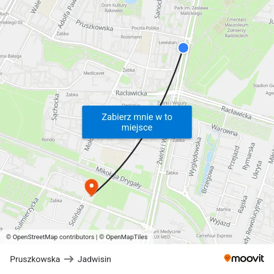 Pruszkowska to Jadwisin map