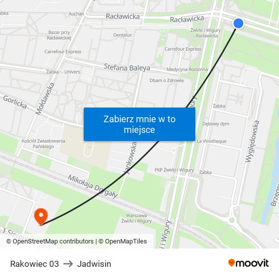 Rakowiec to Jadwisin map