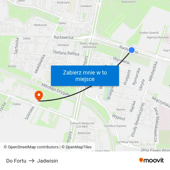 Do Fortu to Jadwisin map