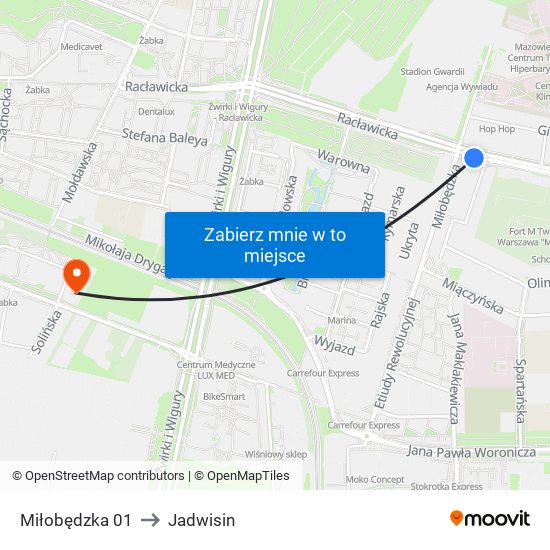 Miłobędzka 01 to Jadwisin map