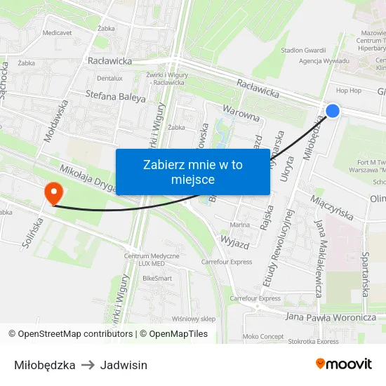 Miłobędzka to Jadwisin map