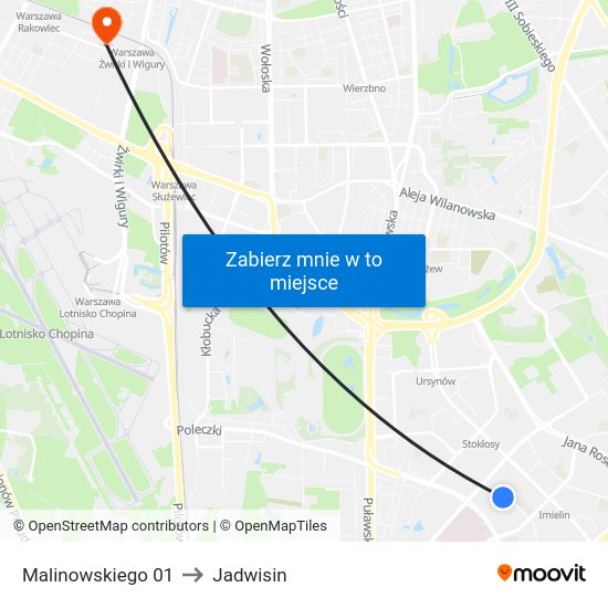 Malinowskiego to Jadwisin map