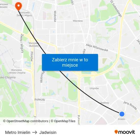 Metro Imielin to Jadwisin map