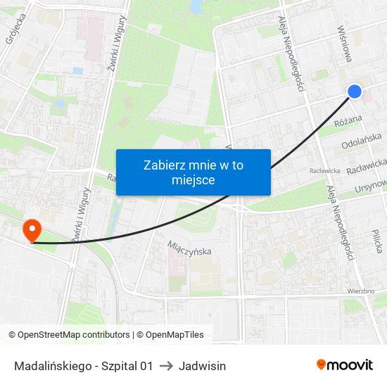 Madalińskiego - Szpital 01 to Jadwisin map