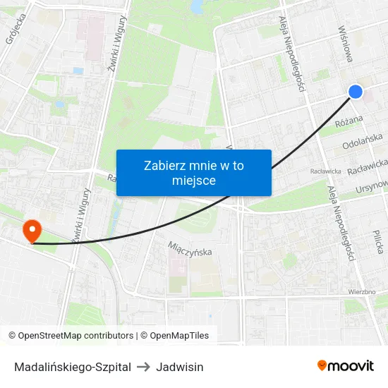 Madalińskiego - Szpital to Jadwisin map