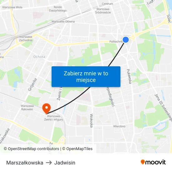 Marszałkowska to Jadwisin map