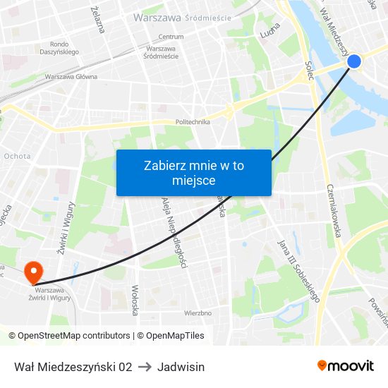 Wał Miedzeszyński to Jadwisin map