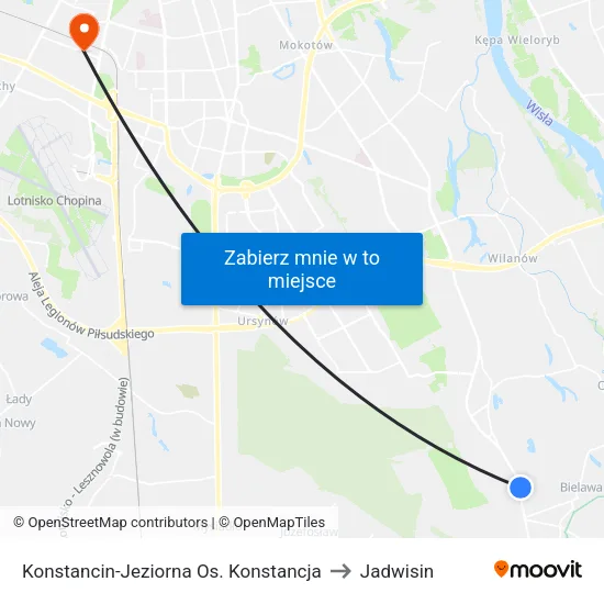 Konstancin-Jeziorna Os. Konstancja to Jadwisin map