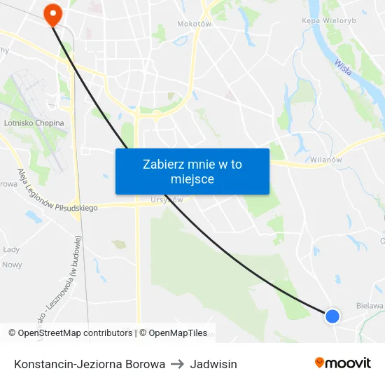 Konstancin-Jeziorna Borowa to Jadwisin map