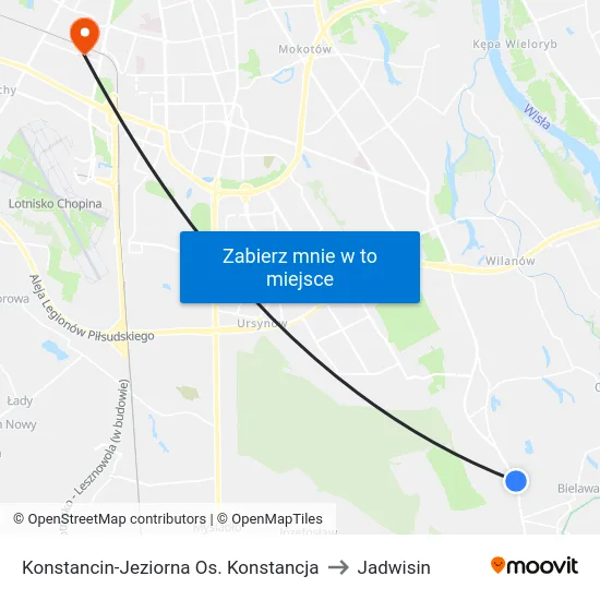 Konstancin-Jeziorna Os. Konstancja to Jadwisin map