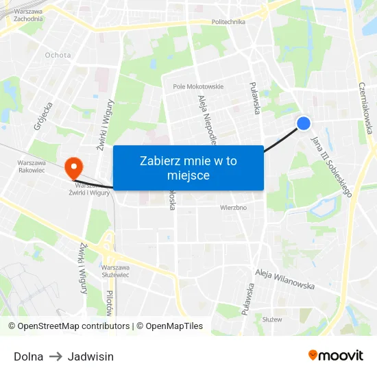 Dolna to Jadwisin map