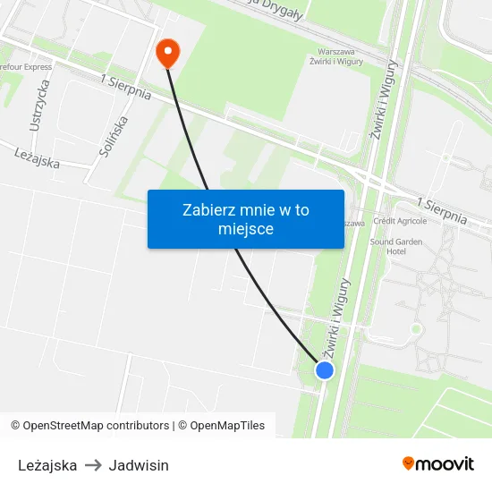 Leżajska to Jadwisin map