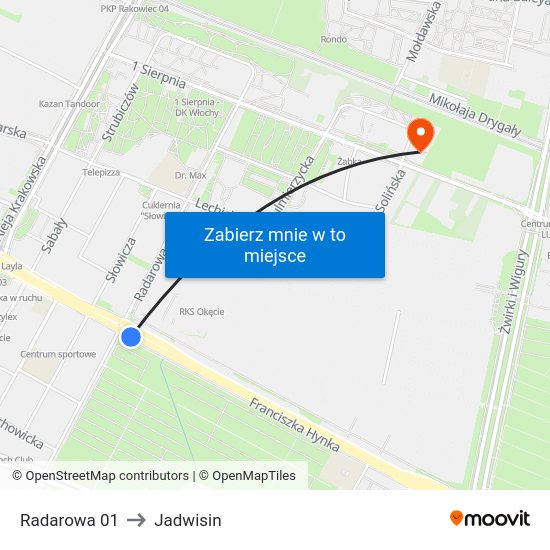 Radarowa to Jadwisin map