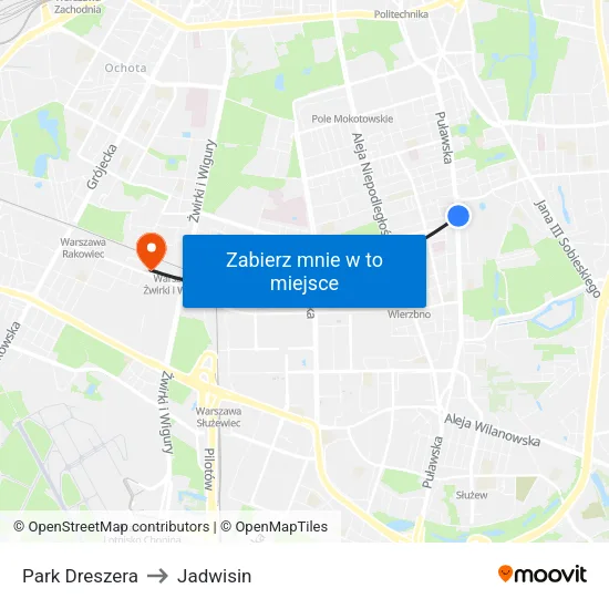 Park Dreszera to Jadwisin map