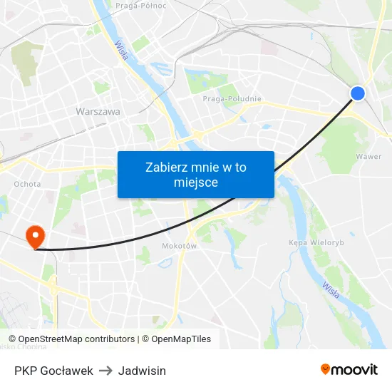 PKP Gocławek to Jadwisin map
