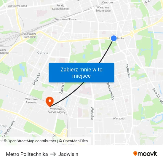 Metro Politechnika to Jadwisin map