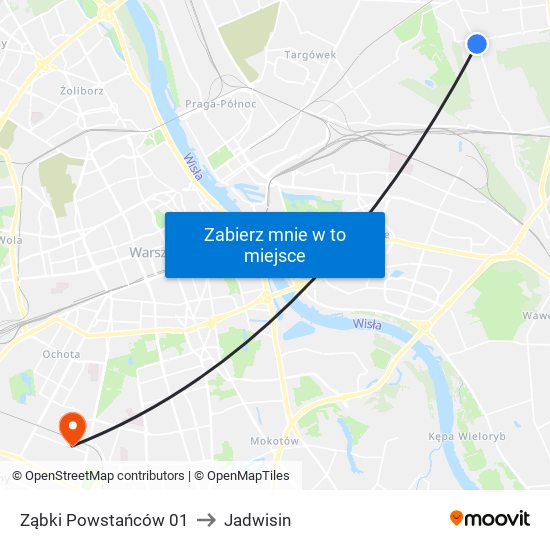 Ząbki Powstańców to Jadwisin map