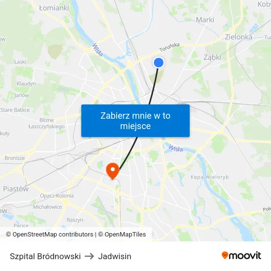 Szpital Bródnowski to Jadwisin map