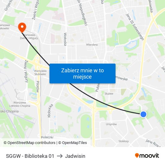 SGGW - Biblioteka 01 to Jadwisin map
