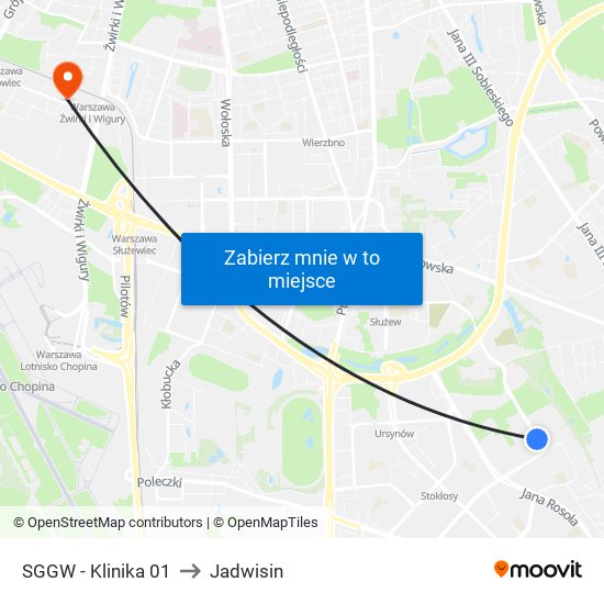 SGGW - Klinika 01 to Jadwisin map