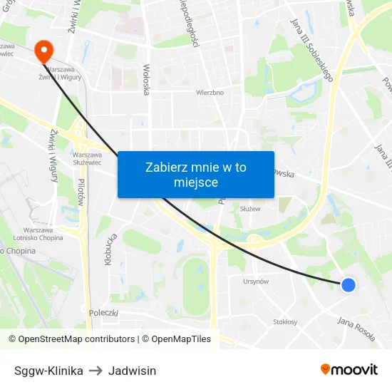 SGGW - Klinika to Jadwisin map