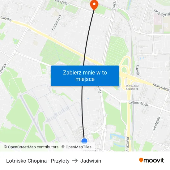 Lotnisko Chopina - Przyloty to Jadwisin map