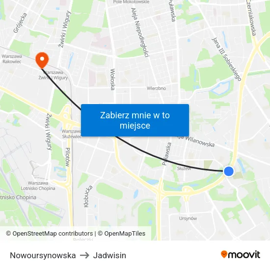 Nowoursynowska to Jadwisin map