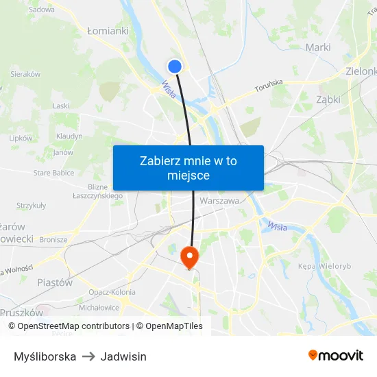 Myśliborska to Jadwisin map