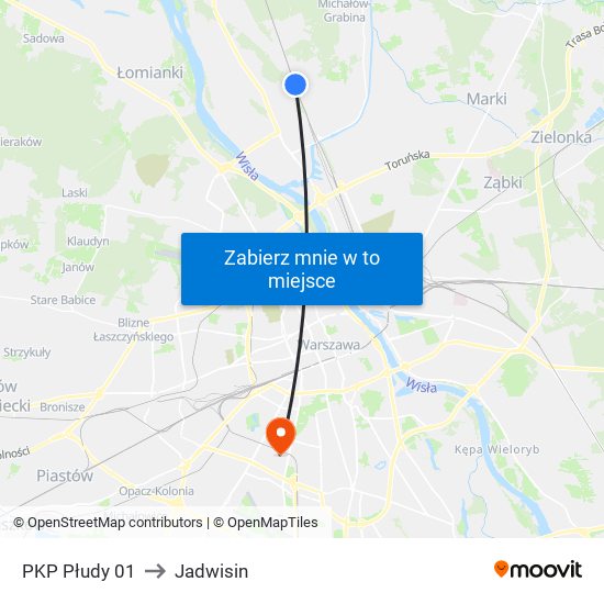 PKP Płudy to Jadwisin map